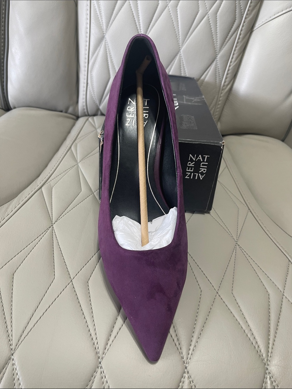 Naturalizer Natalia Pointed Suede Flat in Plum
